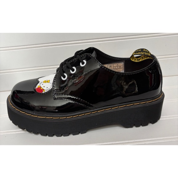 DR MARTEN X HELLO KITTY Black Patent 1461 Quad Platform Shoes Womens Size 9 - Picture 10 of 13